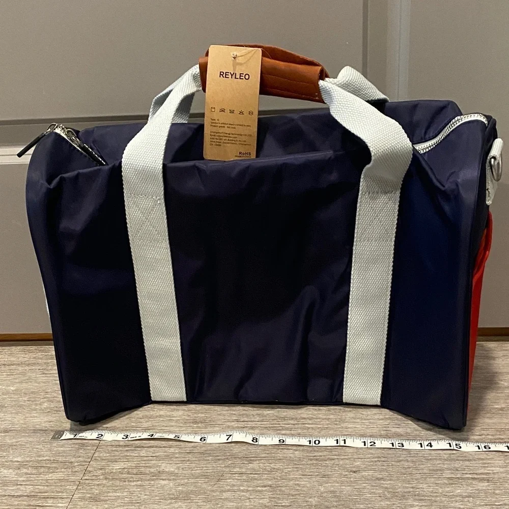Navy Red Travel Duffel Weekender Gym Carry On Bag